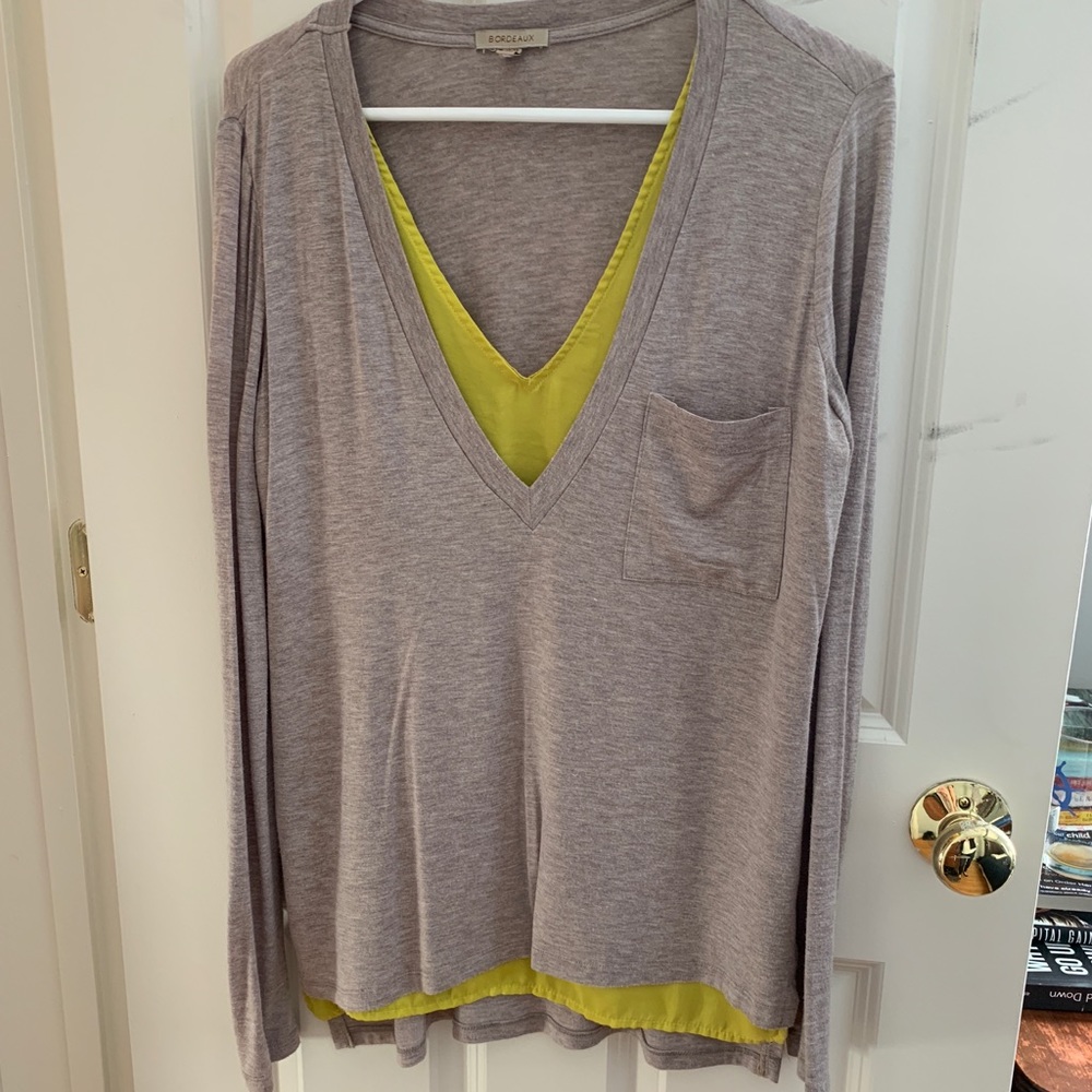 Bordeaux Long Sleeve Layer Tee, Size XS